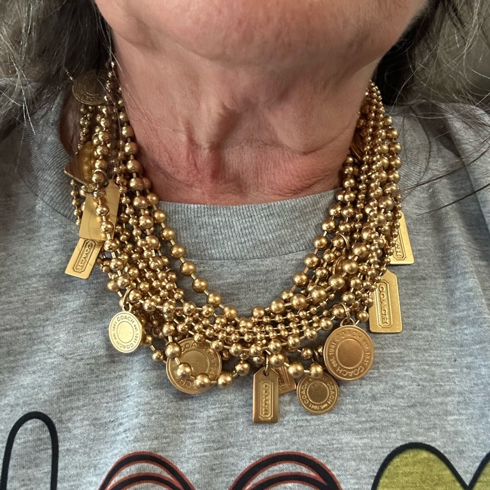 Coach Gold-Tone Layered Beaded Charm Necklace - Picture 2 of 2